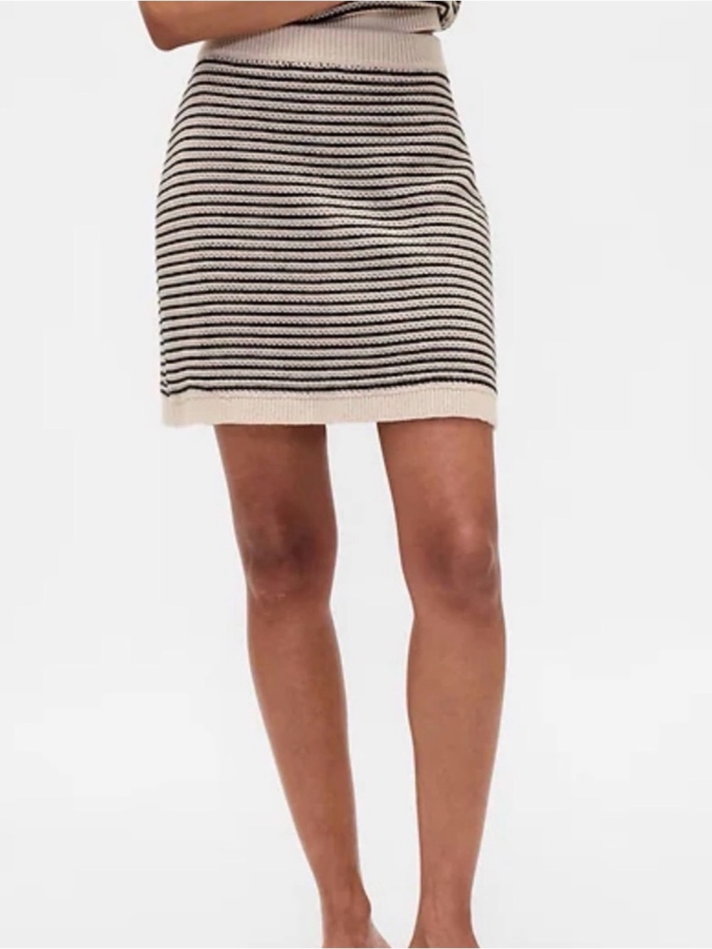 GAP Beige and Black Striped Knit Mini Skirt
